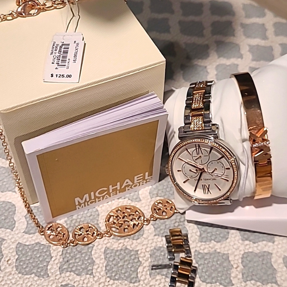 TODAY ONLY!Michael Kors Watch, bracelet necklace set